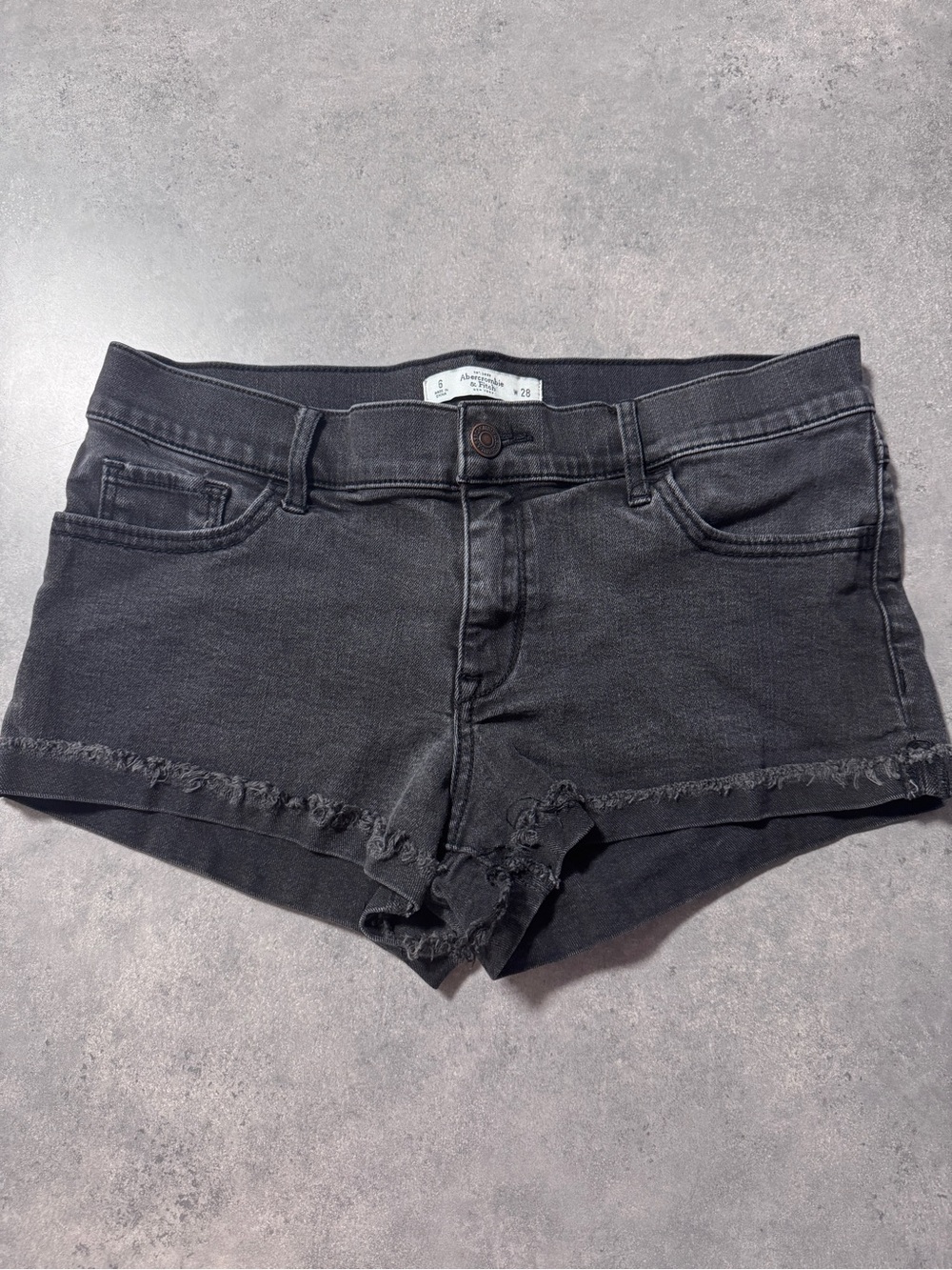 Abercrombie & Fitch Black Frayed Hem Denim Shorts